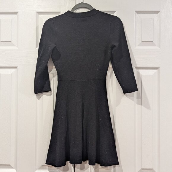 Decree knit dress, mock neck, 3/4 sleeves, circle skirt, black, size small - Picture 3 of 3
